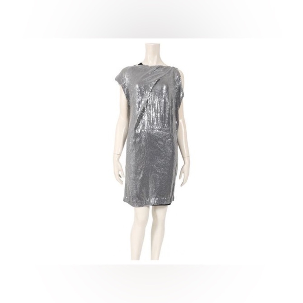 Diane Vin Furstenburg dvf Women’s Mara Silver Silk Sequin Dress 10 new w tags